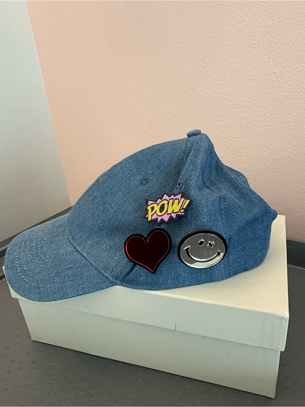 Regina Made in Italy Kids Denim Cap with Decorative Patches Size 8-10